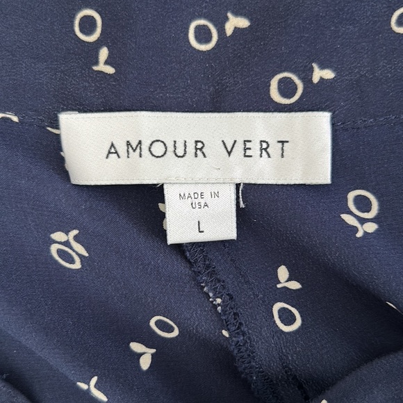 Amour Vert Women's Navy Floral Maxi Skirt, 100% Silk - Picture 3 of 4